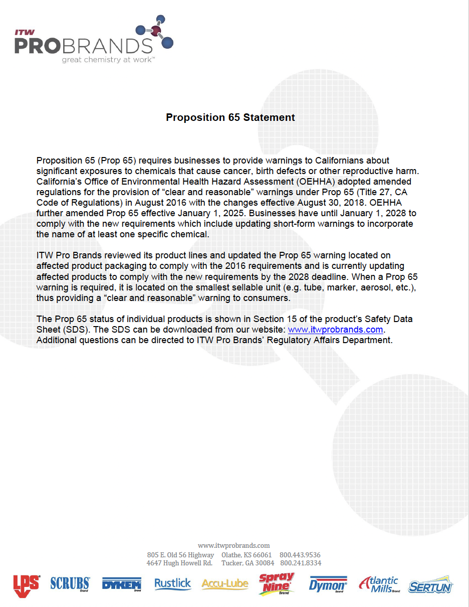 Prop 65 Statement